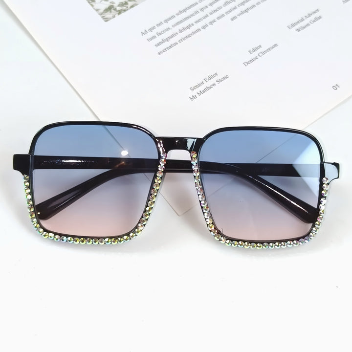 Damen Glamouröse Sonnenbrille mit funkelndem Strass-Besatz Karnz