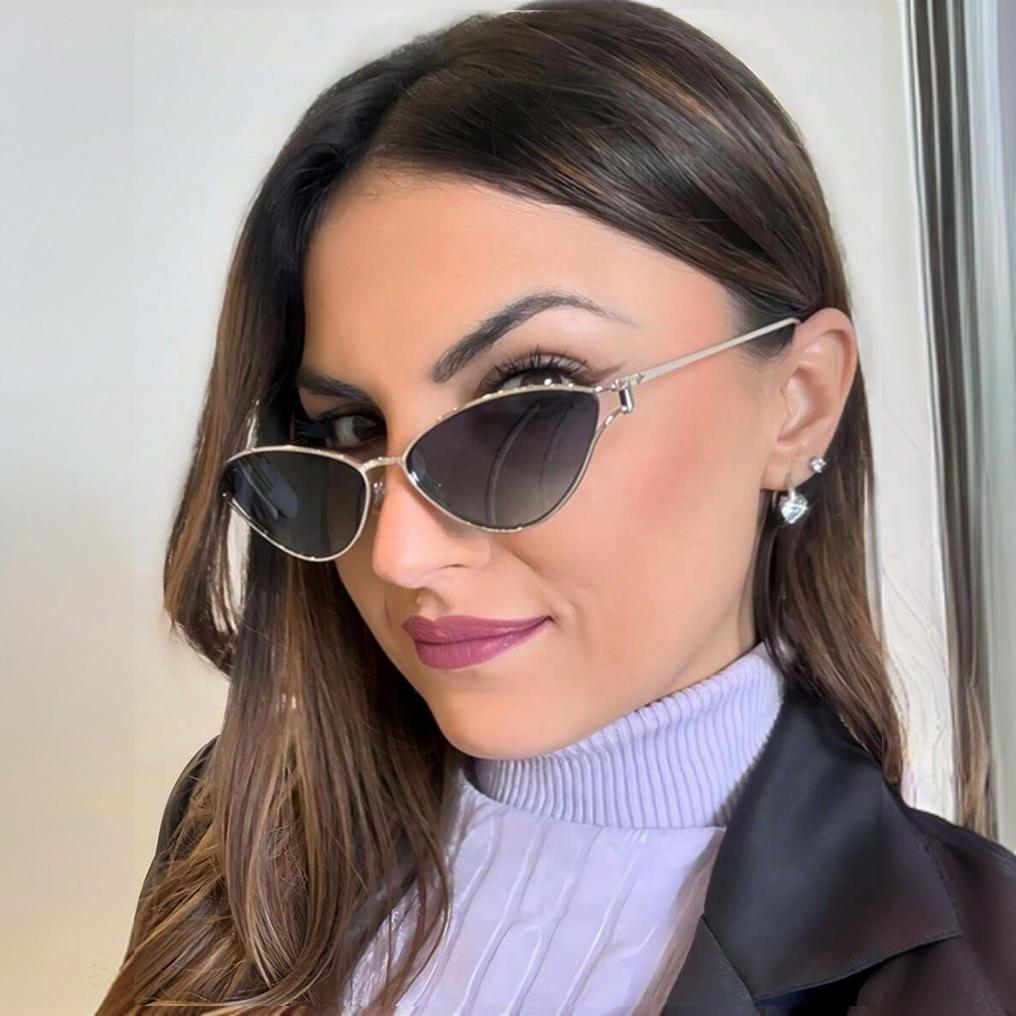 Damen Cat-Eye Sonnenbrille mit elegantem Metallrahmen und UV-Schutz Karnz