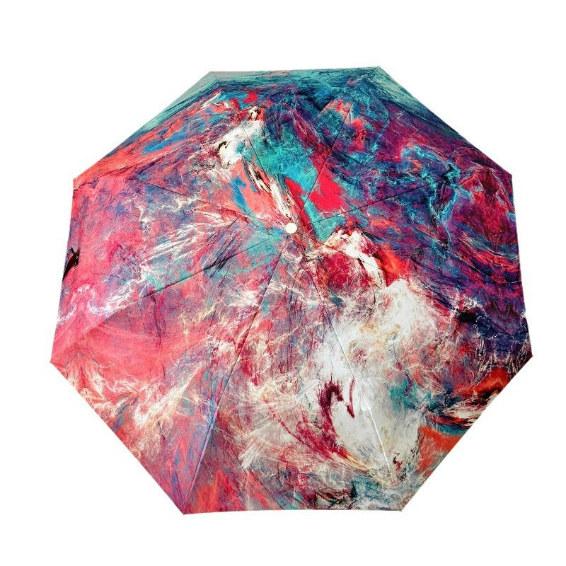 Damen Faltbarer Regenschirm mit kreativem Kunstdesign Karnz