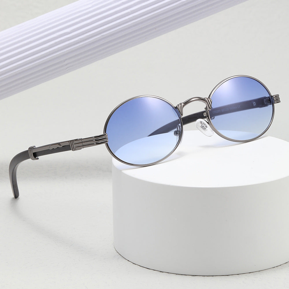 Damen runde Designer-Sonnenbrille mit innovativem Metallrahmen Karnz