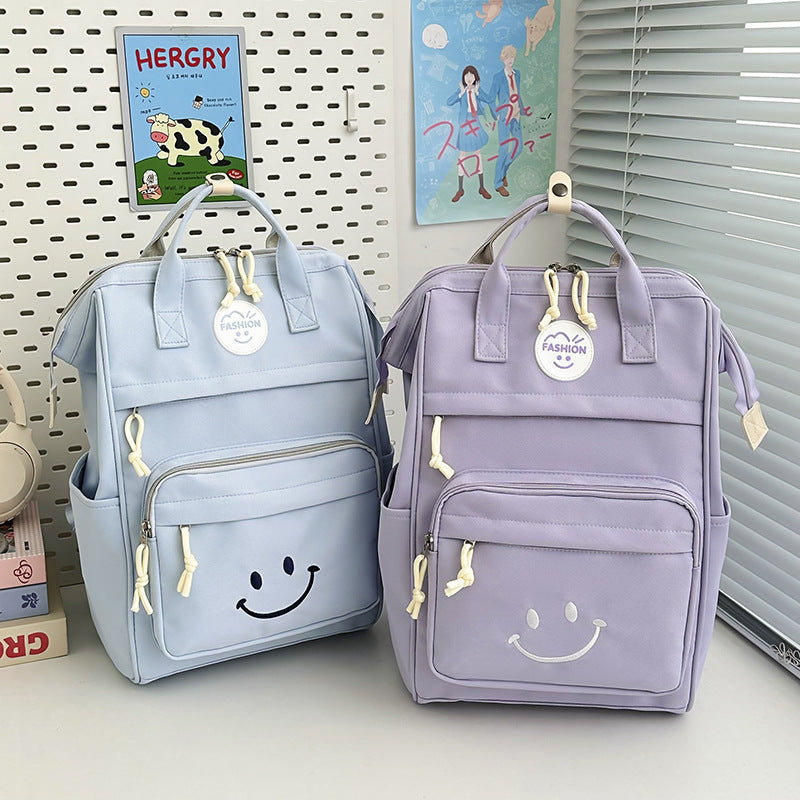 Trendy Multi-Taschen Smiley-Gesicht Rucksack Karnz