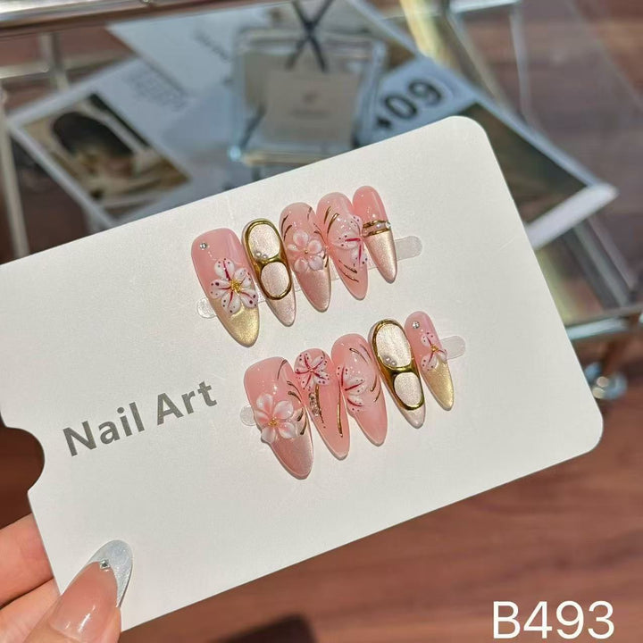 Dekorativer floraler Press-on-Nagelset