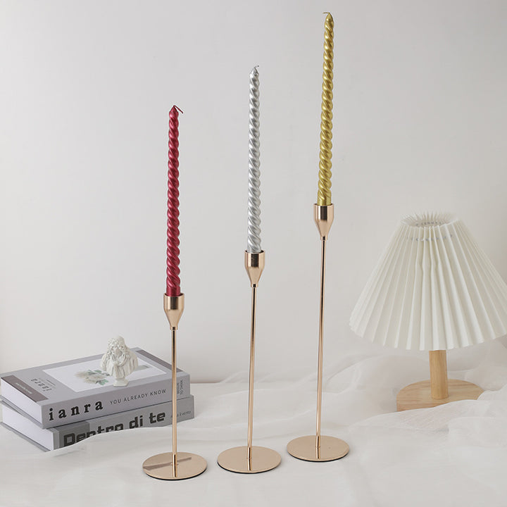 Handgegossene Spiral-Dreh-Long-Profil Tropffreie Dinner-Spitzkerzen Set