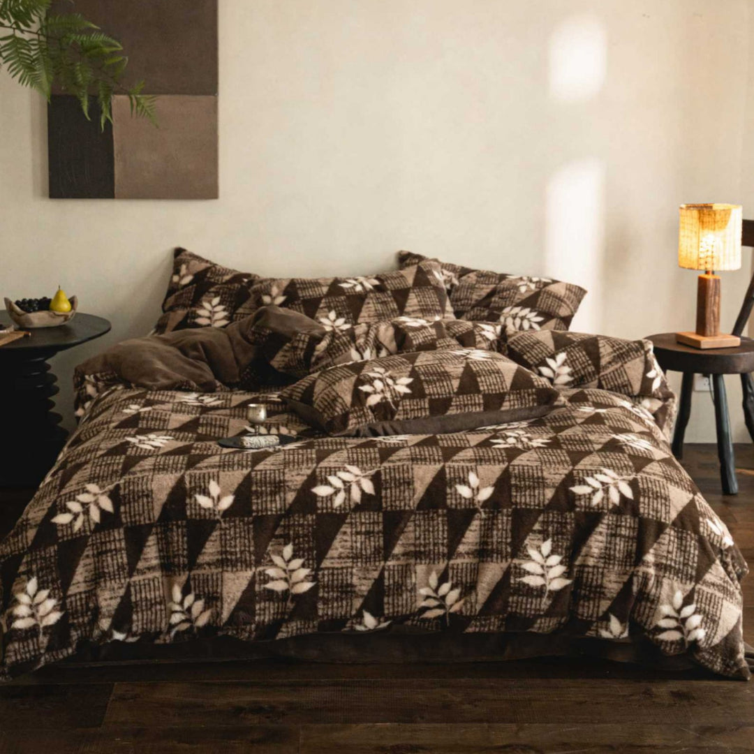 Plüsch Wendbare Floral Fleece Bettbezug und Kissenbezug Set