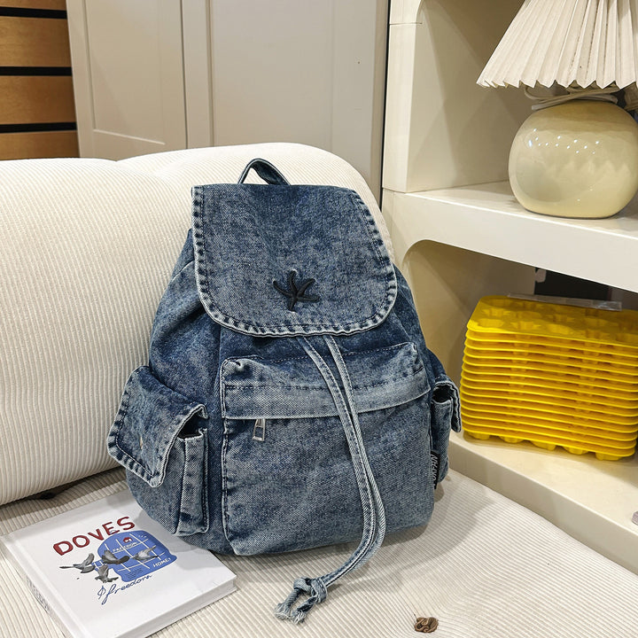 Stylische Denim Zugbeutel Rucksack Karnz