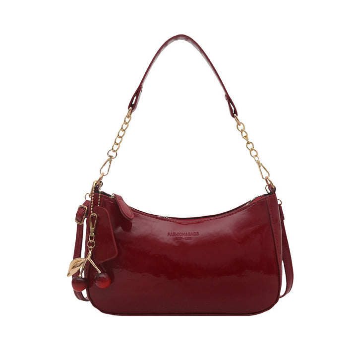 Glänzende lackierte Leder Crossbody-Handtasche