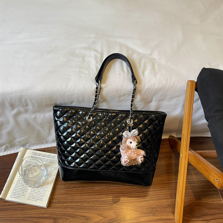 Glänzende gestepptes Tote-Handtasche