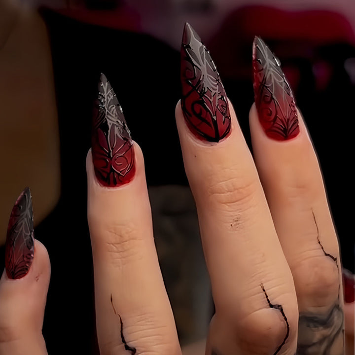 Gothic Stiletto Press-On Nagelkunst Set Karnz