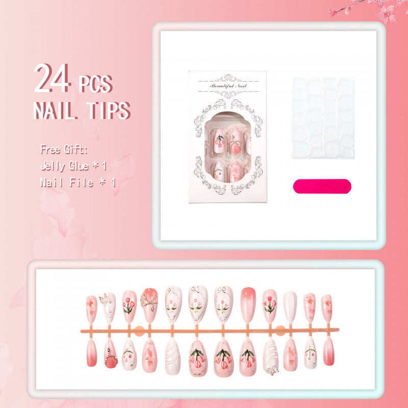 Dekoratives florales Press-On-Nagelkunst-Set