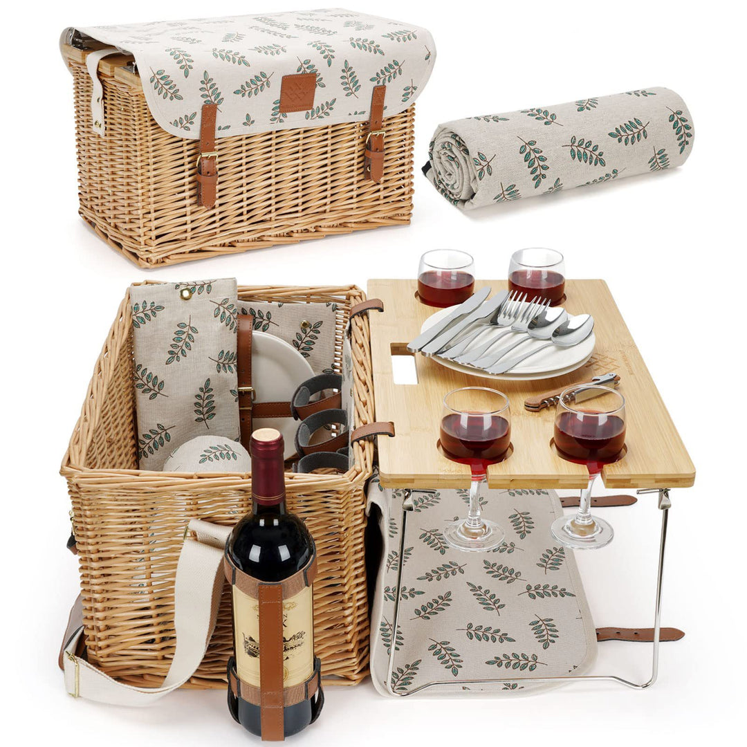 Eleganter Weiden-Picknickkorb mit isoliertem Fach Karnz