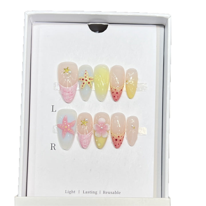 Sommer-inspiriertes Press-On Nagelkunstset Karnz