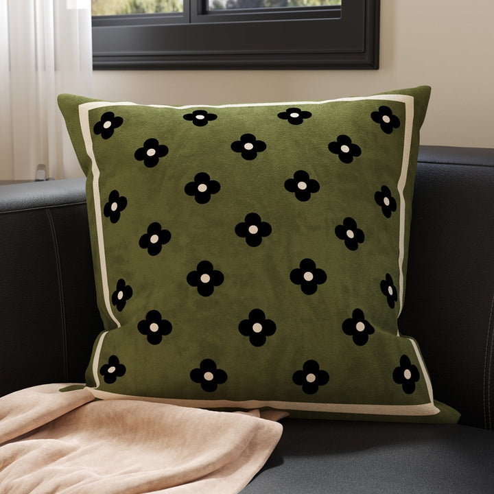 Botanical Microfiber Suede Throw Pillow Cover with Hidden Zipper