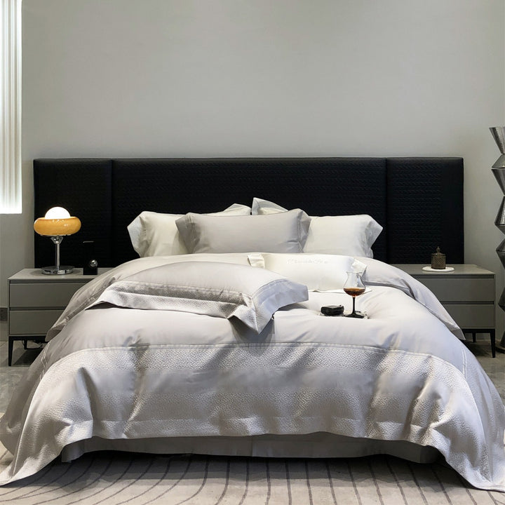 Hotel-Style Bio-Baumwoll-Bettwäsche-Set mit gewebtem Rand und Umschlagkissenbezügen