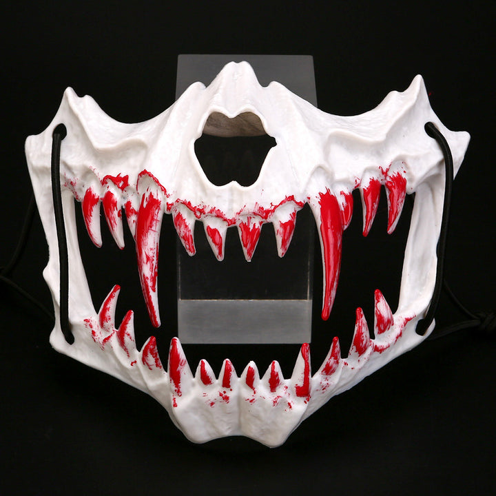 Halbgesichtsmaske mit fletschenden Vampirzähnen und verstellbarem Gummiband