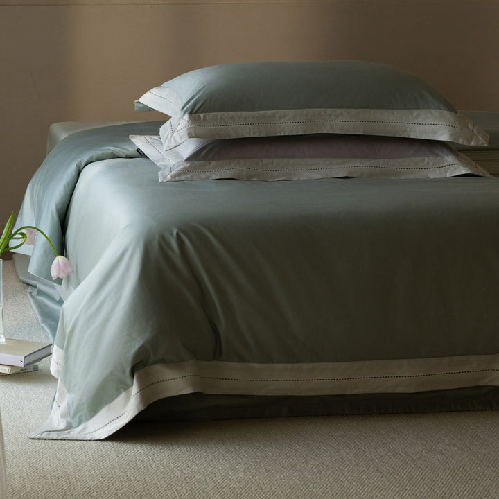 Baumwoll-Satin Bettbezug Set mit Kontrastsaum, tiefen Ecken & Oxford Kissenbezügen