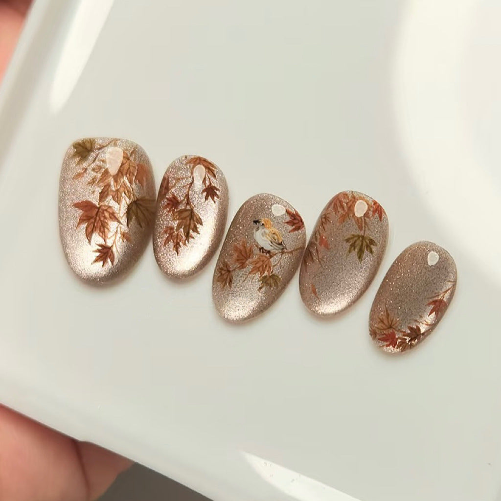 Herbst-inspirierte dekorative Press-On-Nagel Set