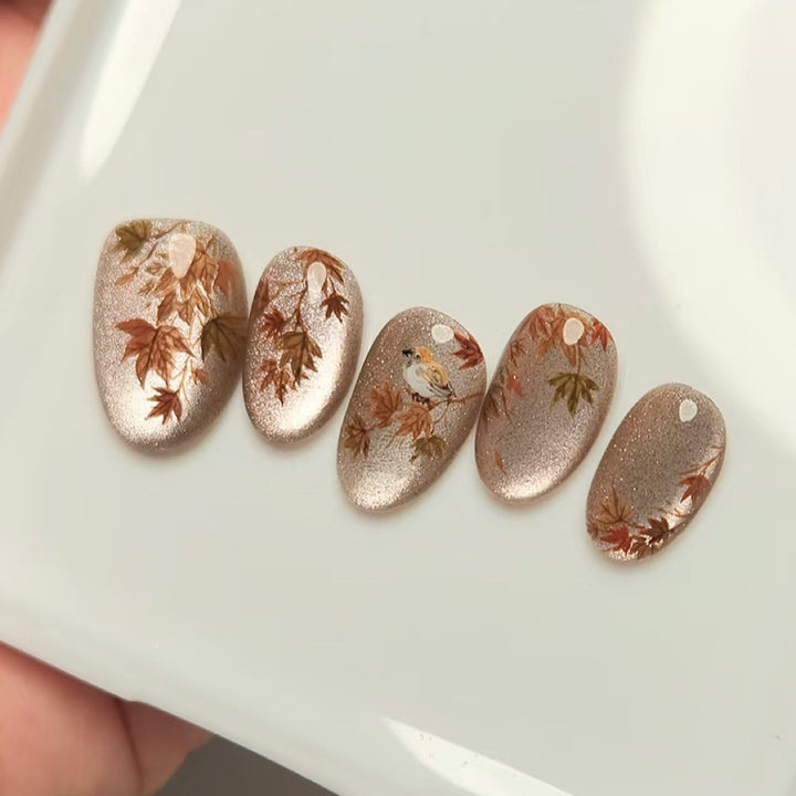 Herbst-inspirierte dekorative Press-On-Nagel Set
