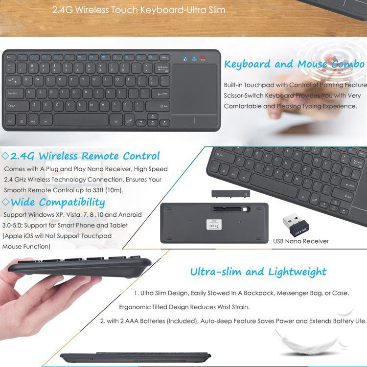 Kabelloses Touchpad-Tastatur Karnz