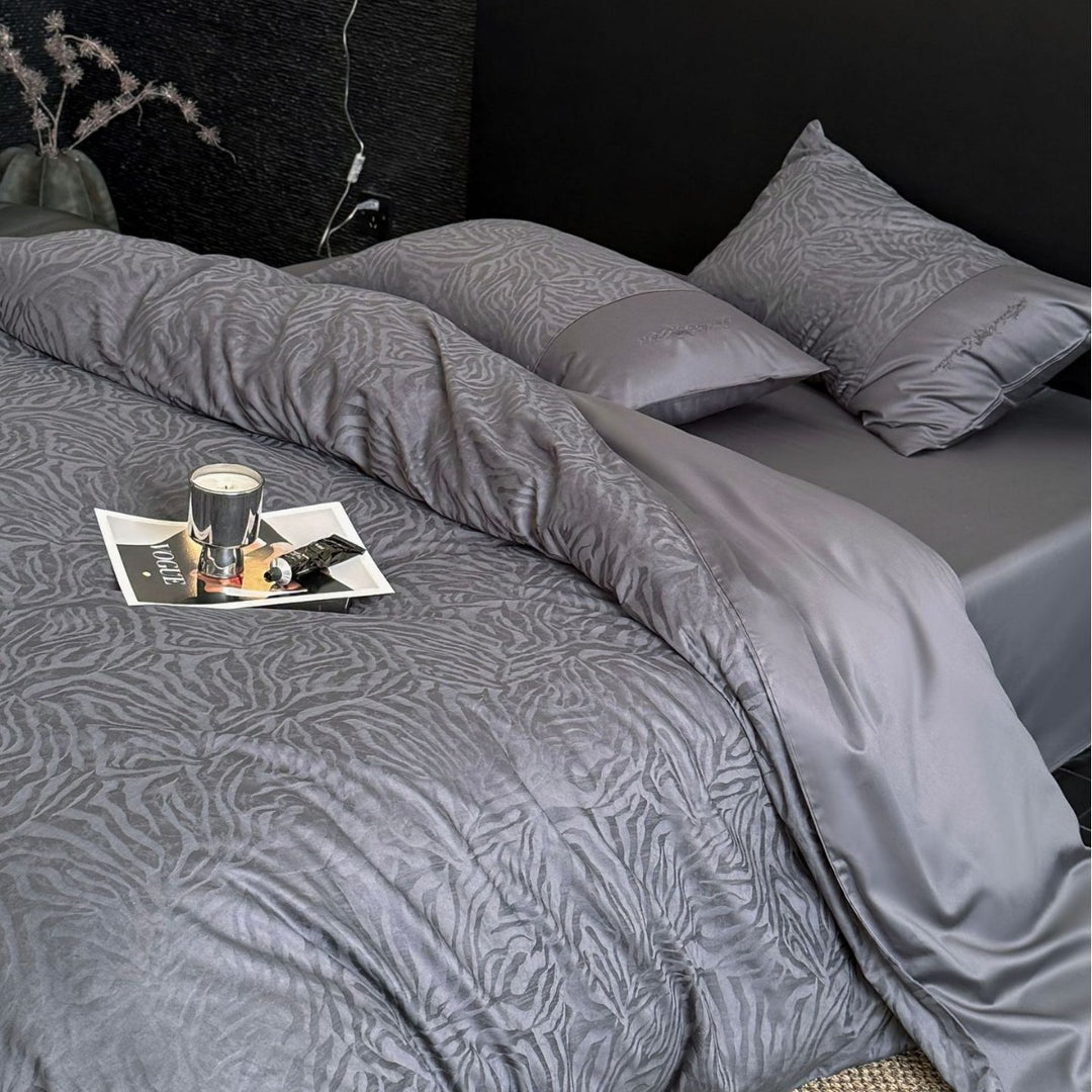 Bettbezug-Set aus Baumwoll-Satin mit dezenter Zebrajacquardstruktur Karnz