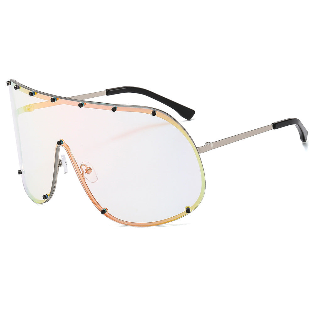 Damen futuristische Sonnenbrille mit großem Rahmen und innovativem Design Karnz