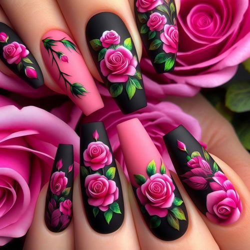 Kunstvolle Rosen Nagelspitzen Karnz