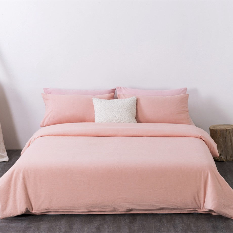 Entspanntes-Leinen-Gewaschenes Bettwäsche-Set mit atmungsaktivem strukturiertem Gewebe