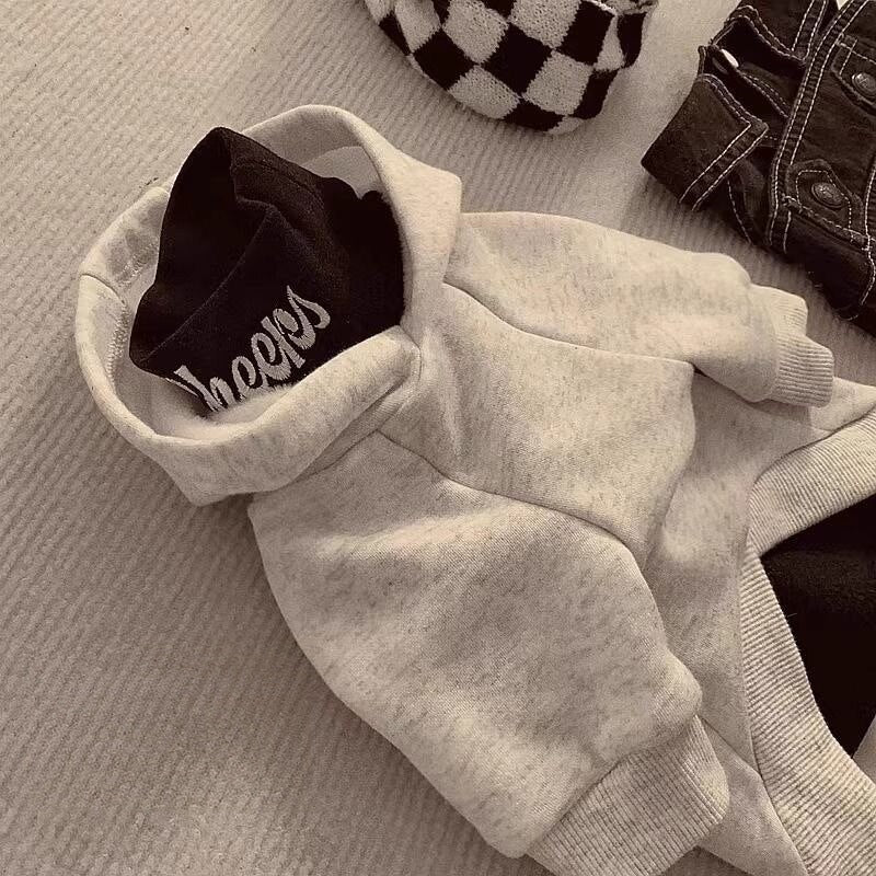 Kleiner Hund Baumwollfleece Pullover Hoodie mit gerippten Bündchen und Gänseblümchen-Druck