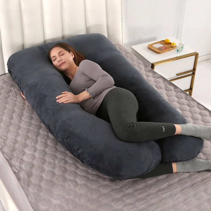 ergonomisches U-förmiges Ganzkörper-Schwangerschaftskissen mit abnehmbarem waschbarem Veloursbezug und verstellbarem Innenteil Karnz