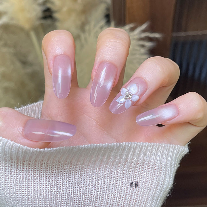 Elegante Blüten-Design Press-On Nägel Karnz