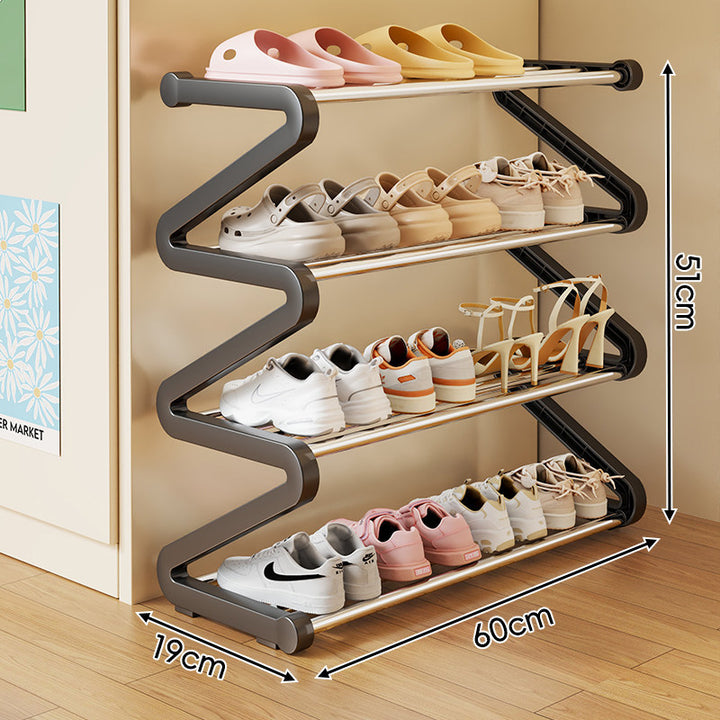 Kompakter Z-förmiger Multi-Tier platzsparender Schuhregalorganisator