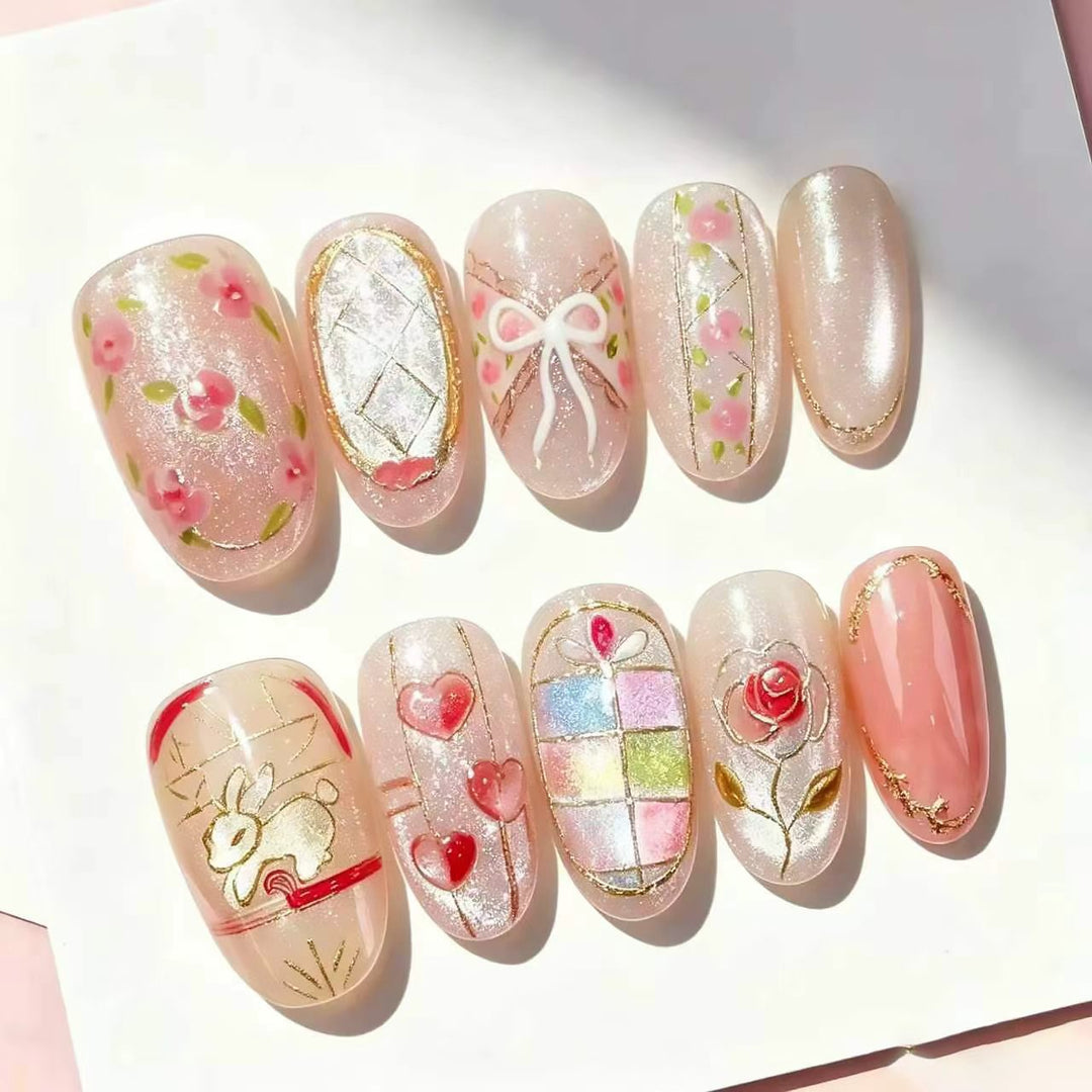 Dekoratives Press-On Nagelkunstset mit künstlerischen Designs Karnz