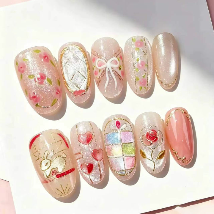 Dekoratives Press-On Nagelkunstset mit künstlerischen Designs Karnz