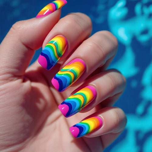 Kunstnägel Im Kreativen Regenbogen-Design Karnz