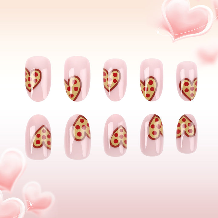 Verspielte Pizza Herz Press-On Nagelkunst Karnz