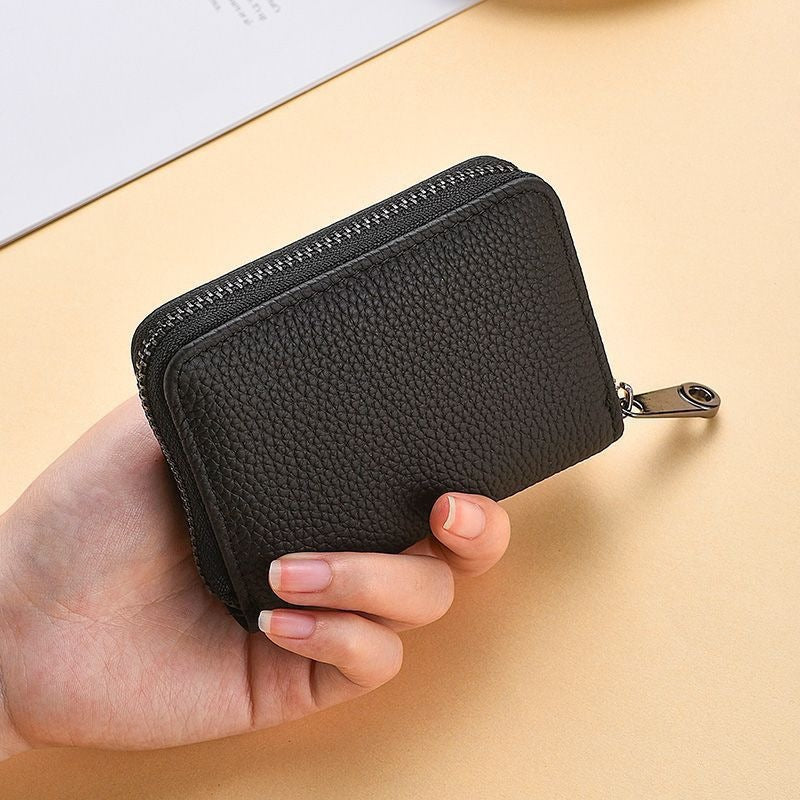 Kompakte Reißverschluss Leder Brieftasche