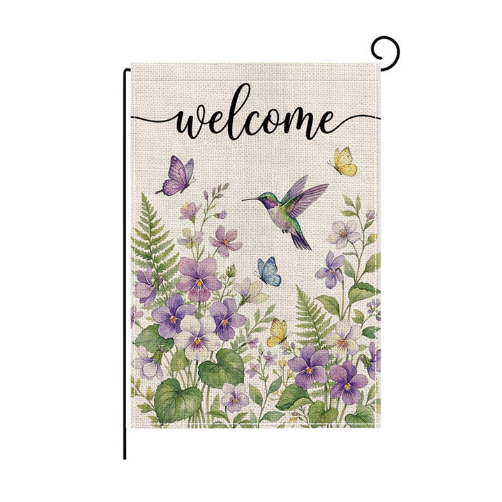 Botanische Willkommen Gartenflagge Leinen-Textur Doppel-Seitige Außen Dekorative Banner