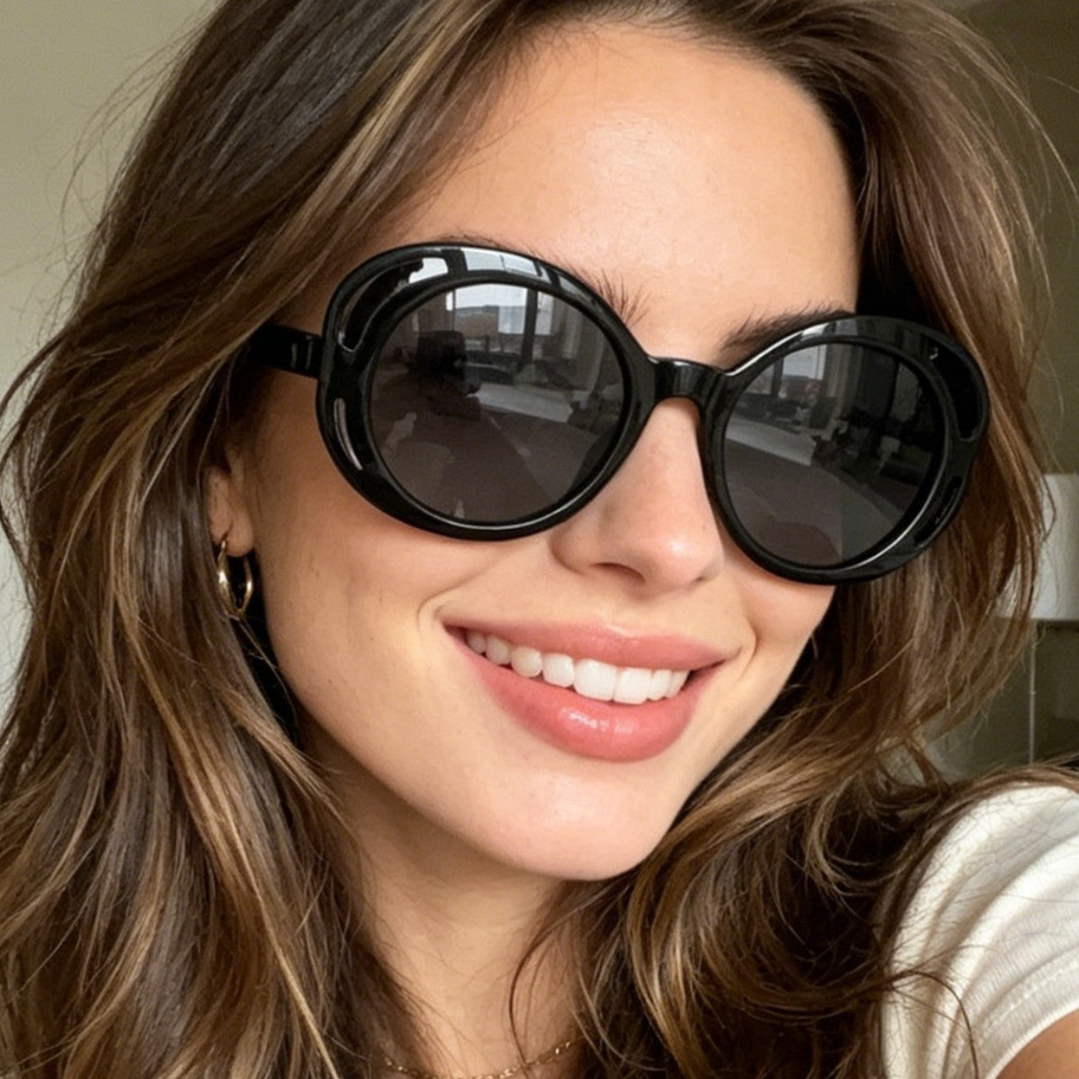 Damen modische Sonnenbrille mit komfortablem, runden Design Karnz
