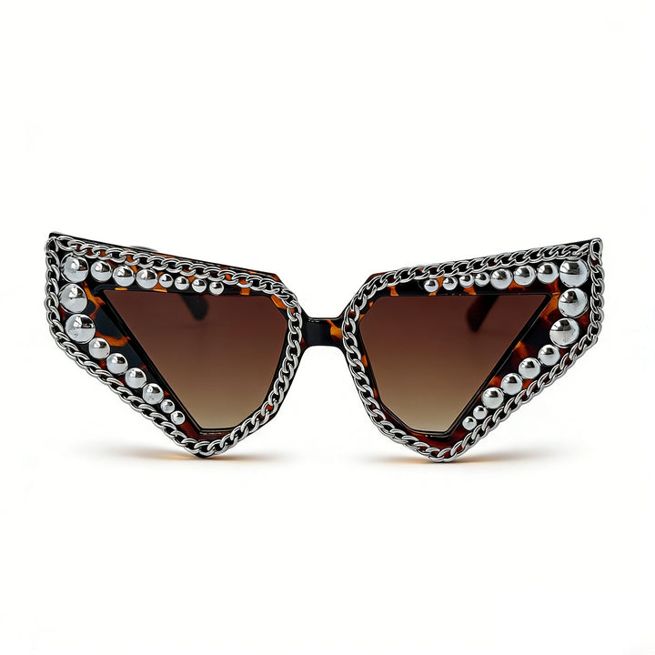 Damen Sonnenbrille mit einzigartigem dreieckigem Rahmen und funkelnden Akzenten Karnz