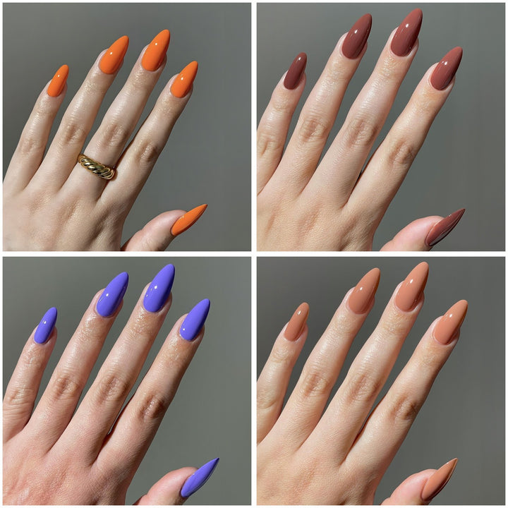 Kunstnagelset mit eleganten Stiletto-Spitzen und mattem Finish Karnz