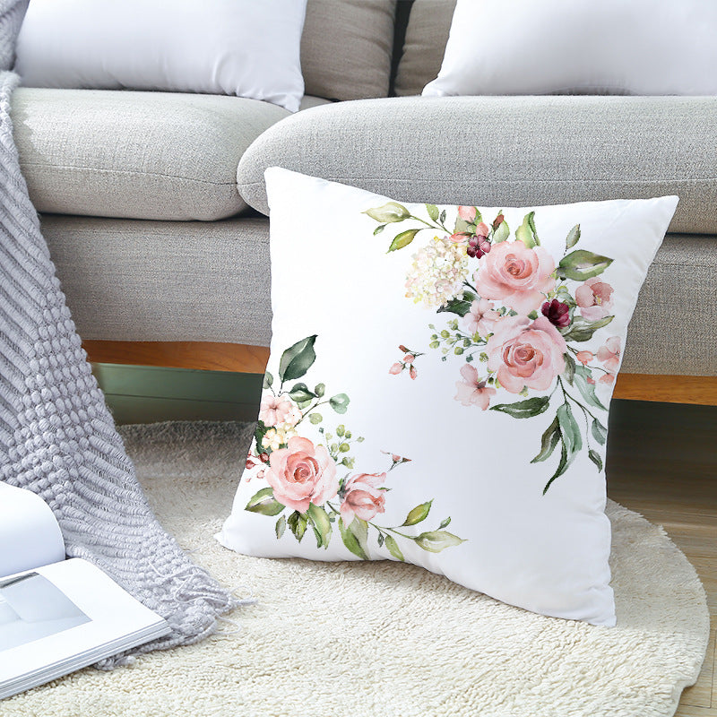 Floral Aquarell Rose Baumwoll-Leinen Quadrat Wurfkissenbezug mit unsichtbarem Reißverschluss