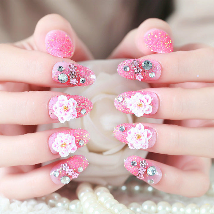 Glitter und Blumen Design Press-On Nagel Set