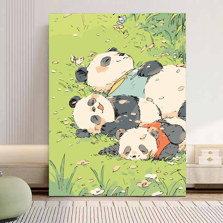 Verspielt Panda Illustration Leinwandkunst Karnz