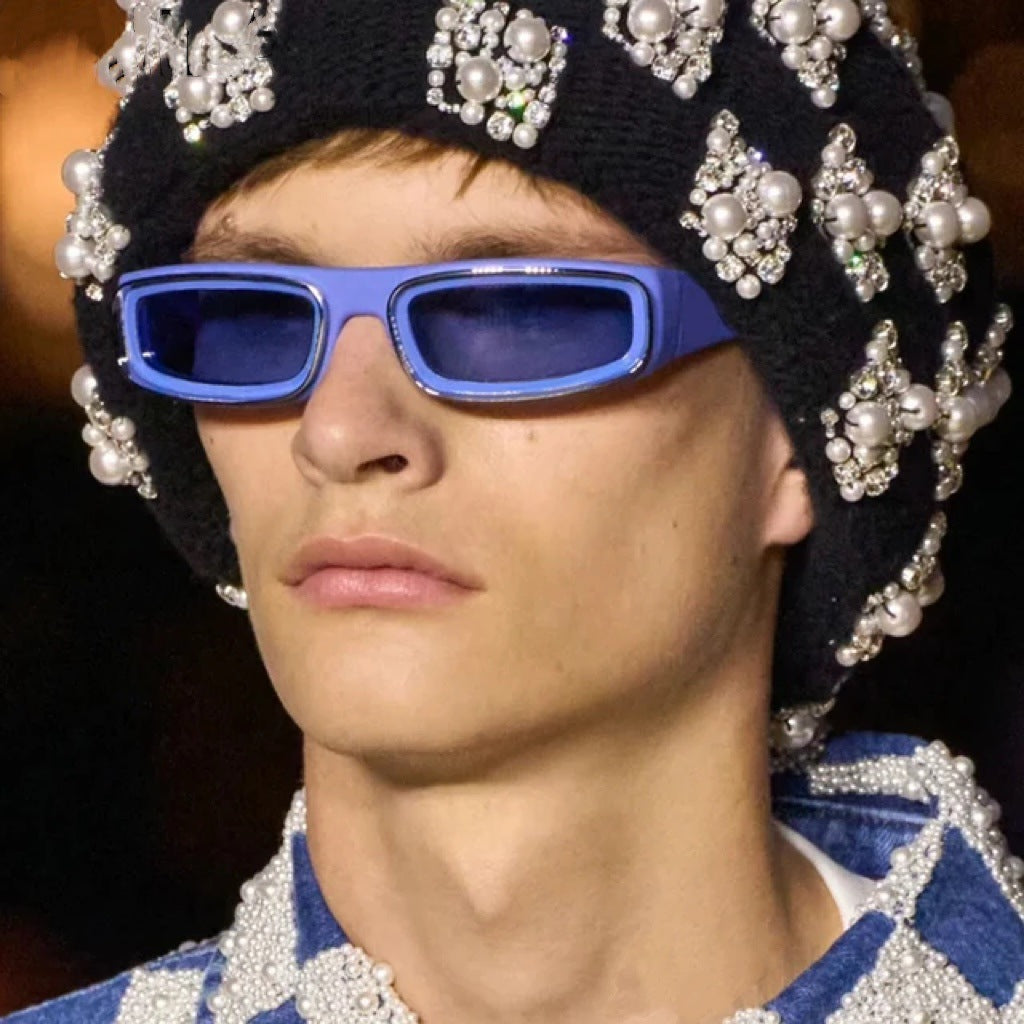 Damen trendige rechteckige Sonnenbrille mit elegantem Farbenspiel Karnz