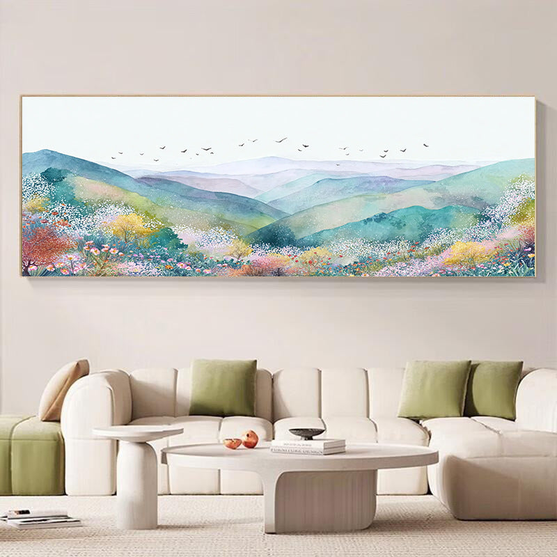 Landschaft mit Bergblick Leinwandkunstwerk