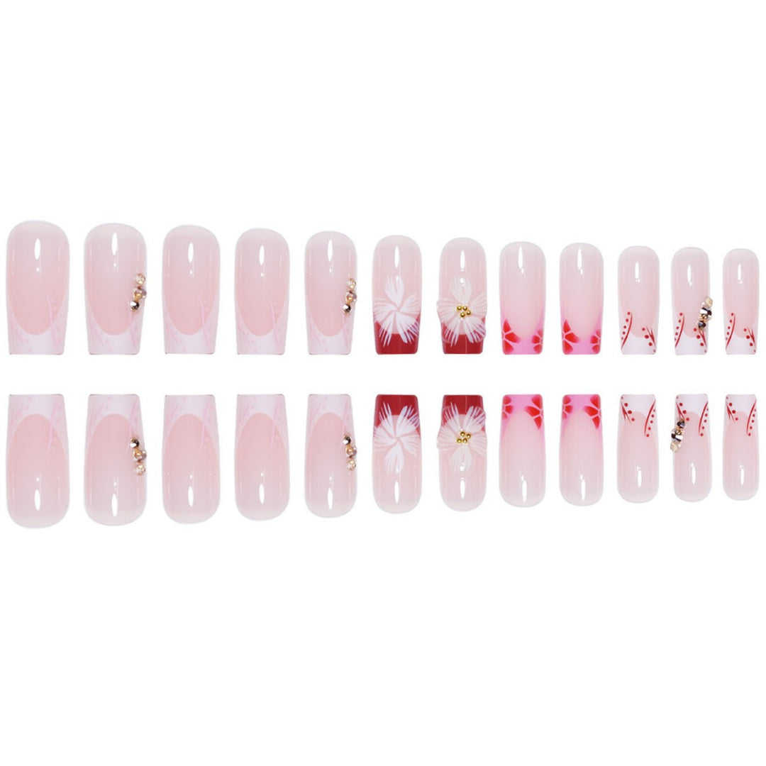 Elegante 3D Blumendekoration Press-On Nagelverlängerungen Karnz