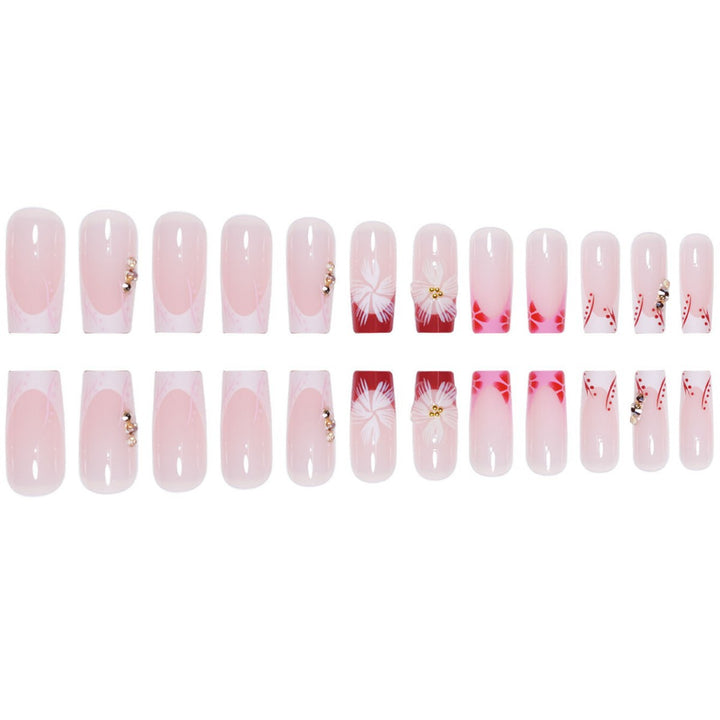Elegante 3D Blumendekoration Press-On Nagelverlängerungen Karnz