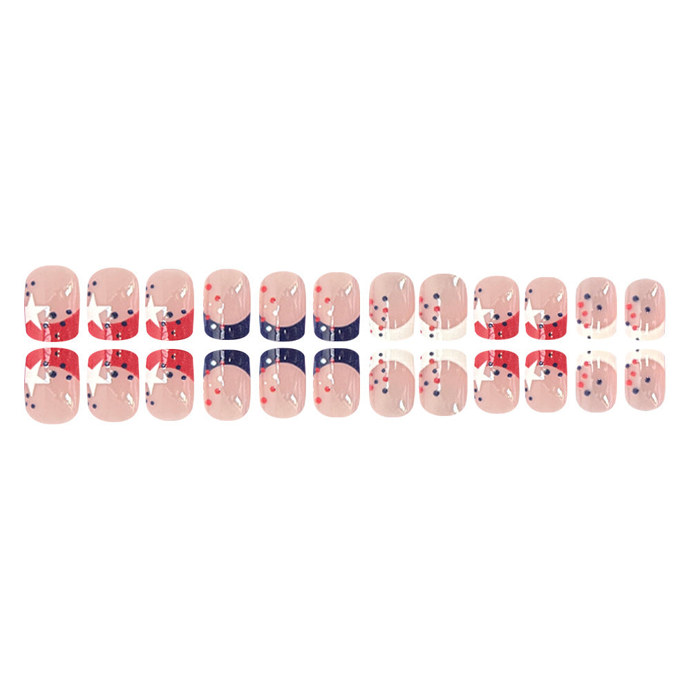 Dekoratives Press-On Nagelkunstset mit Stern- und Streifendesigns Karnz