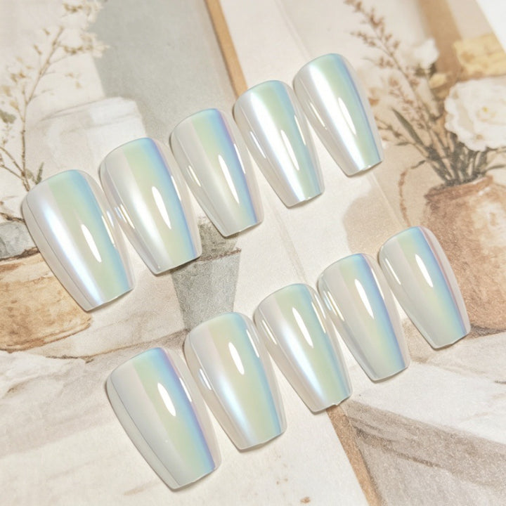 Iridescent Glossy Press-On Nail Set Karnz