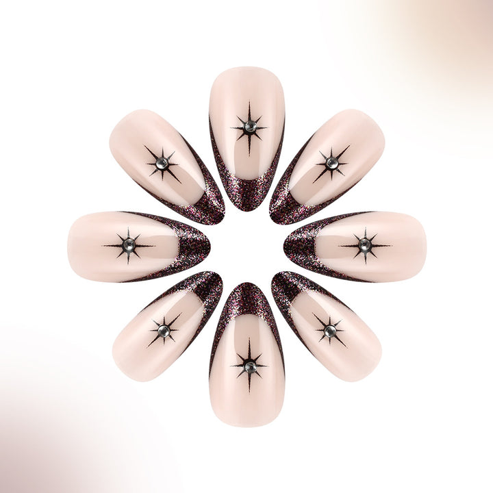 Glamourös Star-Beschmückte Französische Tip Nagelkunst Karnz