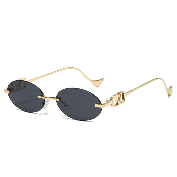 Stylische ovale Sonnenbrille mit dekorativen Akzenten Karnz